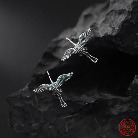 Just found this amazing item on AliExpress. Check it out! $6.75 | MKENDN 100％ 925 Sterling Silver Creative Retro Flying cranes Stud Earring Punk Street Style Ear Pin for Women Men Animal Jewelry Punk Street Style, Studs For Men, Ear Pin, Korean Earrings, Ear Pins, Punk Vintage, Retro Punk, Minimalist Studs, Bird Earrings