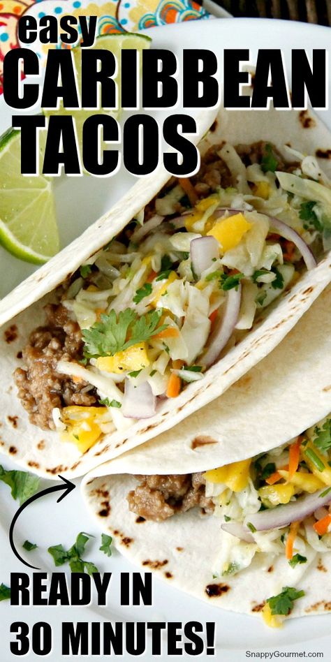 Caribbean Tacos, Caribbean Seasoning, Ground Pork Tacos, Tacos Dinner, Food Types, Pork Tacos, Comfort Food Recipes Dinners, Slow Cooker Dinner, Simple Dinner