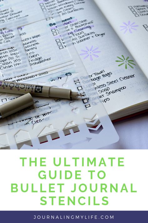 Get creative in your Bullet Journal, even if you don't consider yourself artistic! One of my favorite go-to Bullet Journal supplies is stencils! They make it quick and easy to create a layout, and they are a great budget supply! Create Journal, Journal Stencils, Bullet Journal Supplies, Bullet Journal Stencils, Bullet Journal Key, Habit Tracker Bullet Journal, Journal Layouts, Bullet Journal Printables, Journal Supplies