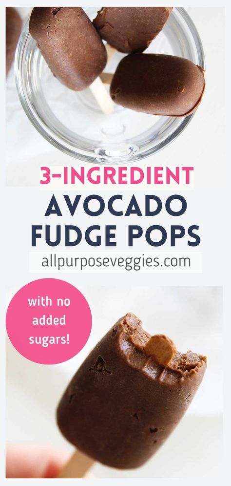 Healthy Fudge Popsicle Recipes, Chocolate Avocado Popsicles, Avocado Cocoa Powder Recipes, Avocado Fudge Pops, Desserts With Avocado, Avocado Popsicles Recipe, Avocado Fudgesicle, Frozen Avocado Uses, Avocado Dessert Recipes Healthy