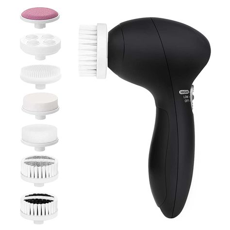 7 IN 1 FACE CLEANSING BRUSH SET - This 360-degree rotation exfoliating face cleanser brush greatly boosts the performance of your skincare regime. You can adjust any head so as to adapt to your skin needs. 2 SPEEDS FOR 2 CLEANS - Our facial cleansing brush has 2 rotation speeds meet the cleansing needs, including: “Low” for daily cleaning, “High” for exfoliation. The motor is designed to provide sufficient rotation power for the spin brush, which is 6 times more effective than washing by hands. Face Cleanser Brush, Cleanser Brush, Face Cleansing Brush, Face Brush Cleansing, Face Scrubber, Exfoliating Face, Face Cleansing, Power Colors, Pore Cleansing