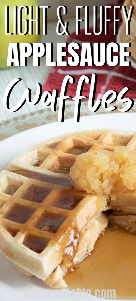 Applesauce Waffles, Sugar Waffles Recipe, Apple Waffle Recipe, Apple Syrup Recipe, Sugar Free Waffles, Recipe Using Applesauce, Apple Cinnamon Waffles, Apple Waffles, Apple Syrup