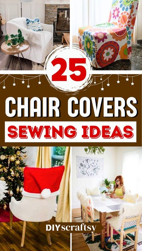 25 DIY Chair Covers Ideas Diy Folding Chair Covers, No Sew Slipcover, Wood Kitchen Chair, Diy Chair Covers, Diy Bar Stools, Chair Covers Party, Chair Back Covers, Folding Chair Covers, Wrought Iron Chairs