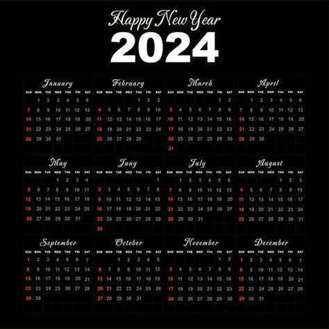 2024 calendar template design elegant st... | Premium Vector #Freepik #vector #sign #background #black #table Logo Psd, 2024 Calendar, Technology Icon, House Vector, Background Black, Black Table, Card Banner, Poster Invitation, Presentation Template Free