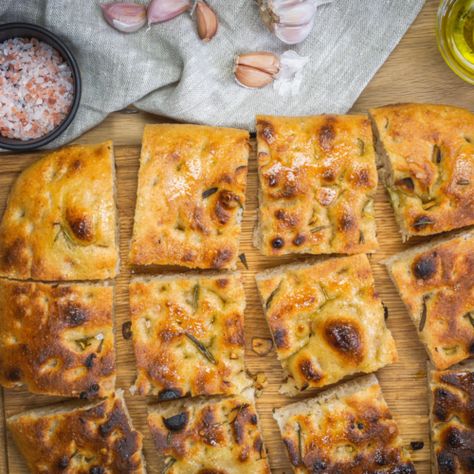 Focaccia Bread with 100% Freshly Milled Wheat - Grains and Grit Focaccia Recipes, Garlic Focaccia, Foccacia Bread, Danish Dough, Rosemary Garlic, Wheat Berries, Flaky Salt, Healthy Bread, Focaccia Bread