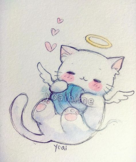 Yoai / Anny / Cicishu (•ᴗ•) on Instagram: “On my way to the grocery store, I saw a white cat that had died....this is in memory of the kitty ;___; Poor little guy, at least the kitty…” My Cat Died, Tot Bag, Cats Illustration, Kawaii Cat, On My Way, Cute Chibi, Cute Animal Drawings, Kawaii Art, Cat Drawing