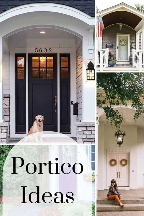 Front Porch Portico Design Ideas, Portico Ideas Entrance, Cape Cod Portico Front Entry, Arch Entryway Exterior Porches, Beautiful Front Doors Curb Appeal, Outdoor Front Porch Ideas Entrance, Outdoor Entryway Ideas Exterior, No Porch Front Door Entrance, Cottage Front Doors Ideas