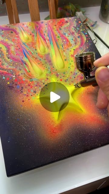 ✧ Karen Cheok ✦ KC ✧ on Instagram: "painting process of “Fallen Star” 🌠  done using Modelling Clay, Airbrushing, Acrylic Gouache & Gold Foil on Gesso Board ✨

Watch the full & more in-depth painting process video on my YouTube channel (link at bio) 

#paintingoftheday #artsy #painting #arte #paintingart #mixedmedia #mixedmediaart #mixedmediaartist #mixedmediaartwork #airbrush #airbrushing #airbrushart #modellingclay #clayart #3dart #gouache #gouacheart #artprocess #artreels #artprocessvideo #paintingprocess #paintingvideo #igreels #artaesthetic #artwork #artoftheday #artinspiration #artcollections #mixedmediapainting" Air Brush Art Ideas, Airbrush Art For Beginners, Depth Painting, Artsy Painting, Fallen Star, Modelling Clay, Instagram Painting, Acrylic Gouache, Gouache Art