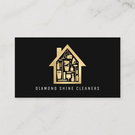 Cleaning Service Logo Ideas, Cleaning Service Business Cards, Innovative Business Cards, Cleaning Service Logo, Cleaning Services Company, Gold House, Corporate Logo Design, Business Cards Layout, Qr Code Business Card