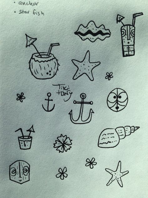 Tiki tattoo tiny Tiki Doodles, Tiki Man, Tiki Tattoo, Tiki Lounge, Tiki Art, Tiki Party, Under My Skin, Tiki Room, Symbolic Tattoos