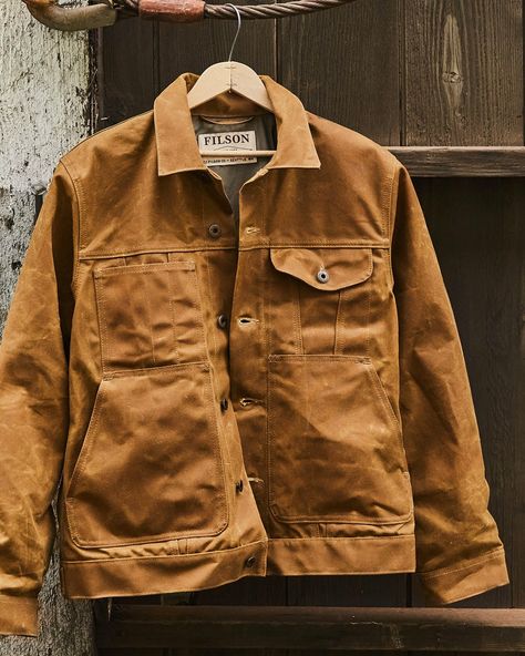 Men's Outerwear | Filson Rugged Man, Filson Jacket, Waxed Canvas Jacket, Mens Western Wear, Wax Jacket, Outdoor Coats, Workwear Jeans, Rugged Men, Rugged Style