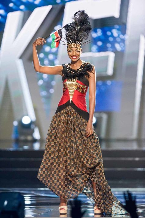 Mary Esther Were, Miss Kenya 2016 Kenyan Outfits, Ms Universe, Miss Universe National Costume, Disney Musical, National Dress, Miss Universe, Black Is Beautiful, Kenya, Evening Gowns