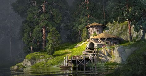 ArtStation - Hut in a woods, Max Suleimanov Fantasy Houses, Fantasy Architecture, Environment Art, Paintings And Drawings, Image Painting, Art Appreciation, Traditional Paintings, Fantasy Inspiration, Environment Concept Art