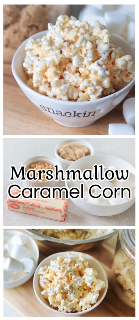 Sticky, sweet, buttery, marshmallow caramel corn made in the microwave. Can be made with air popped popcorn or microwave popcorn. Corn Microwave, Microwave Caramel Popcorn, Marshmallow Caramel Popcorn, Microwave Caramel Corn, Microwave Cake Recipe, Marshmallow Caramel, Caramel Popcorn Balls, Popcorn Recipes Sweet, Popcorn Recipes Easy