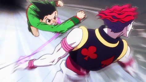 Hunter x Hunter- Gon vs Hisoka Hisoka Gif, Hunter X Hunter Gif, Gon Vs Hisoka, Hisoka Hxh, Anime Land, Nba Jacket, Action Anime, Trippy Wallpaper, Anime Merchandise