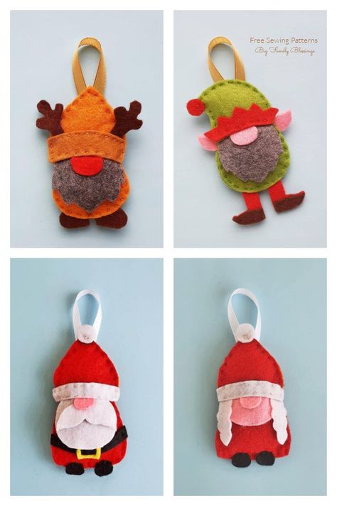 Cutest Ever Christmas Gnome Ornament Free Sewing Patterns Diy Doll Clothes Patterns, Fabric Art Diy, Felt Gnome, Scrap Projects, Scrap Fabric Projects, Fabric Sewing Patterns, Dolls Clothes Diy, Free Sewing Patterns, Patterns Fabric