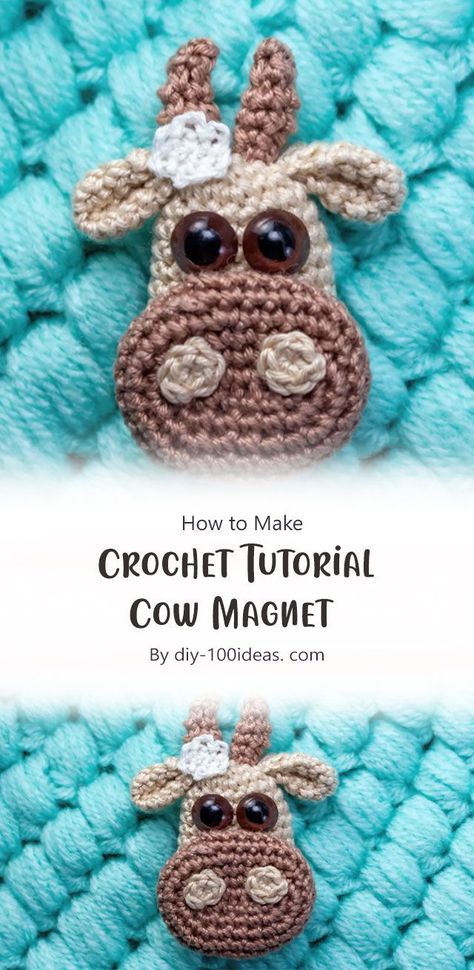 Crochet Fridge, Cow Patterns, Small Crochet Projects, Cow Applique, Crochet Farm, Crochet Applique Patterns, Crochet Appliqué, Crochet Applique Patterns Free, Kitchen Crochet