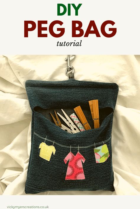 Denim Peg Bag Pattern 3 Peg Bag Pattern, Clothespin Bag, Trendy Sewing Projects, Trendy Sewing Patterns, Sewing Projects Clothes, Peg Bag, Trendy Sewing, Washing Line, Clothes Sewing