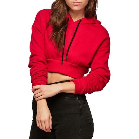 Miss Selfridge Women's Crop Hoodie ($25) ❤ liked on Polyvore featuring tops, hoodies, red, long sleeve hoodie, red long sleeve top, long sleeve hooded sweatshirt, sports hoodies and sports crop tops Red Cropped Hoodie, Red Long Sleeve Tops, Sports Crop Tops, Red Sweatshirt, Red Crop Top, Crop Top Hoodie, Crop Hoodie, Womens Clothes, Sports Hoodies