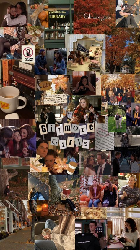 Gilmore girls collage Gilmore Girls Collage, Stars Hollow Gilmore Girls, Gilmore Girls Aesthetic, Luke Luke, Gilmore Girl, Lorelai Gilmore, Stars Hollow, Aesthetic Collage, Girl Wallpaper