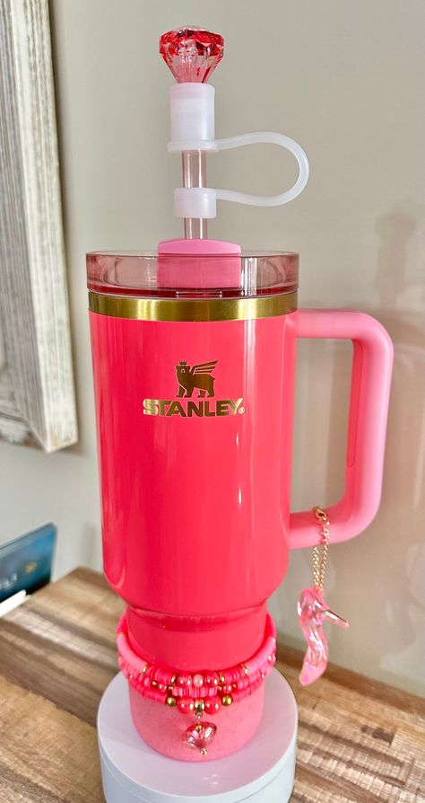 Stanley Cup Ideas, Stanley Cup Accessories Ideas, Stanley Cup Accessories, Thatgirl Aesthetic, Stanley Products, Fancy Cup, Trendy Water Bottles, Custom Stanley, Stanley Cups