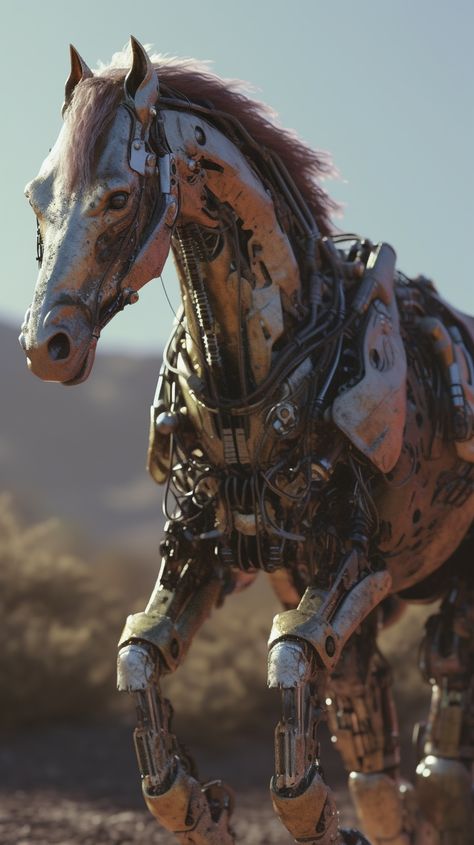 Click "save" to see more similar recommendations Robot Horse Concept Art, Robot Horse, Dnd Shenanigans, Steampunk Horse, Mechanical Animals, Space Suits, Aesthetic Places, Horse Aesthetic, Western Aesthetic