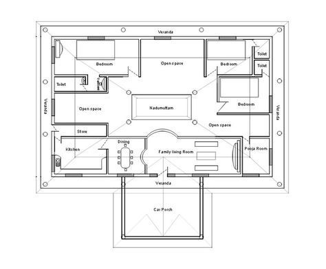 South Indian House Design, Small House Design Kerala, Chettinad House, Kerala Traditional House, 8 House, Modern House Floor Plans, Indian House, Indian House Plans, Courtyard House Plans