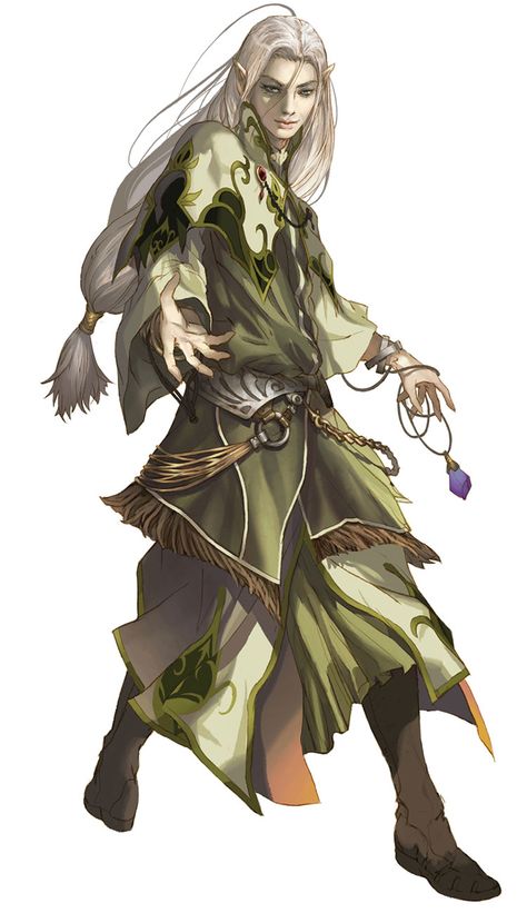 Ruslan L'avelith from Dragoneer's Aria                                                                                                                                                                                 More Wood Elf Sorcerer, Wood Elf Dnd, Elf Sorcerer, Elves Art, Elf Wizard, Male Elf, Elf Characters, Character Design Cartoon, Illustration Fantasy