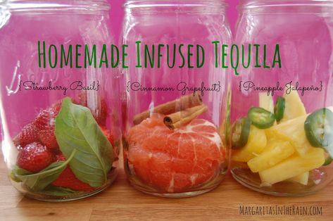 Homemade Infused Tequila ~ the flavor of liquor infused with fresh fruit, herbs and spices is like a totally different experience. Infused Cocktails, Cocktails Vodka, Infused Tequila, Infused Liquors, Tequila Recipe, Homemade Liquor, Tequila Bar, Infused Vodka, Flavored Vodka