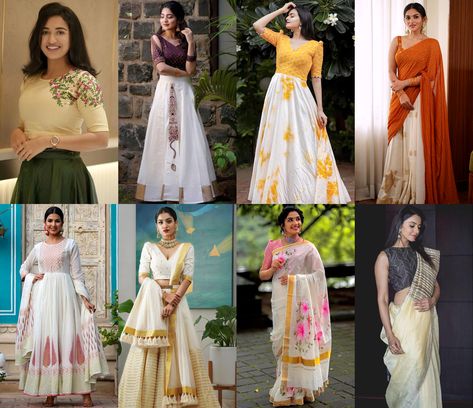 Discover the latest Onam dress collection for women that combines traditional elegance with modern fashion. Our curated article showcases stunning ensembles that capture the essence of the festival. Kasavu Half Saree, Onam Dress, Onam Outfits, Kasavu Saree, Kerala Saree, Unique Outfit, Fashion Institute, Anarkali Suit, Traditional Attire