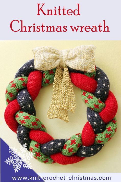 Christmas Knitting Projects, Knitted Christmas Decorations, Knitting Christmas, Addi Knitting Machine, Christmas Knitting Patterns Free, Crochet Christmas Wreath, Circular Knitting Machine, Artificial Christmas Wreaths, Knitting Machine Patterns