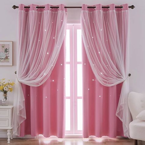 Amazon.com: indistar Star Cutout Kids Window Blackout Curtains for Girl Bedroom Window Room Darkening Curtains & Drapes Baby Nursery Curtains (2 Panel,52Wx72L inch,Pink) : Home & Kitchen