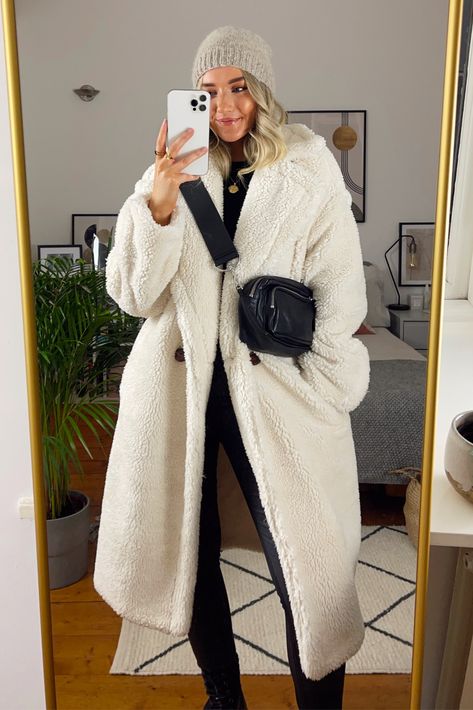 QED London oversized borg coat in … curated on LTK White Teddy Coat Outfit, White Teddy Coat, Girls Long Coat, White Coat Outfit, Teddy Coat Outfit, Luxury Coat, Winter Mode Outfits, Long Winter Coats Women, Teddy Bear Coat