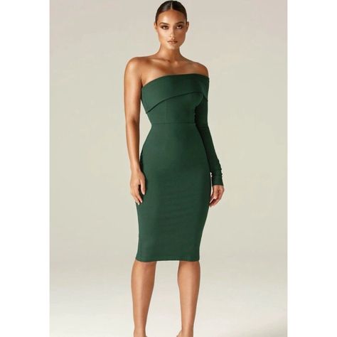 Alieva Rita Midi Dress In Emerald Green One Shoulder Bodycon Pencil Nwt Sz M. Condition Is New With Tags. Shipped With Usps Priority Mail. Midi Frock, Silver Midi Dress, Colorful Midi Dress, Dress Emerald Green, Flora Dress, Corset Midi Dress, Striped T Shirt Dress, Zebra Dress, York Dress