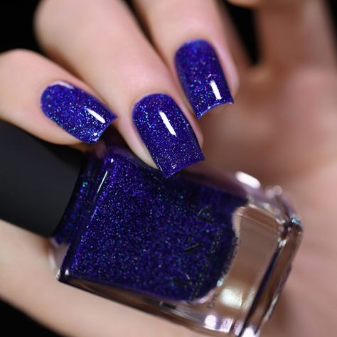 Set Sail - Navy Blue Holographic Jelly Nail Polish by ILNP Glitter Blue Nails, Blue Jelly Nails, Nails February, Sapphire Nails, Ilnp Nail Polish, Jelly Nail Polish, Navy Blue Nails, Jelly Nail, Black Coffin Nails