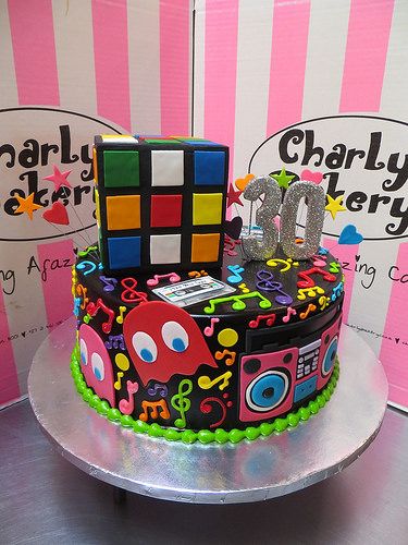 80s Party Birthday Cake, 80s Cake Ideas, 80s Themed Cake, 1980s Cake, 80s Cake, Heart 80s, Disco Cake, 80s Birthday, 80s Party Decorations