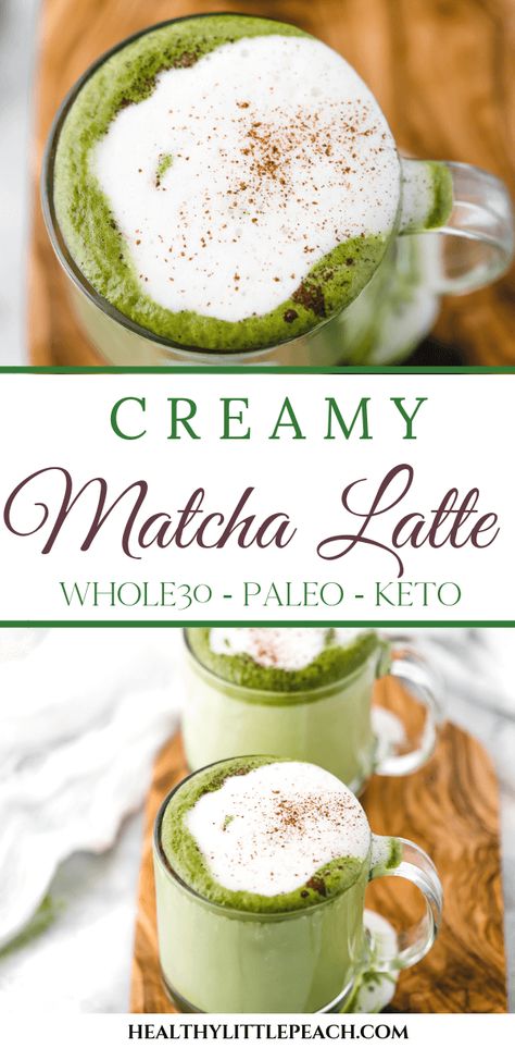 Keto Matcha Latte, Healthy Little Peach, Peach Healthy, Creamy Matcha, Dairy And Gluten Free, Matcha Latte Recipe, Whole30 Keto, Matcha Drink, Green Tea Latte