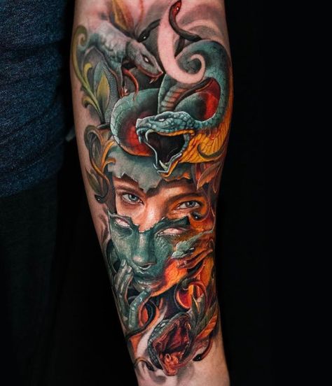 Tattoo artist Zhimpa Moreno | New York City, USA | iNKPPL Mens Halloween Makeup, Japanese Hand Tattoos, Surrealism Tattoo, Black Panther Tattoo, Colored Tattoo Design, Hyper Realistic Tattoo, Portrait Tattoos, Forarm Tattoos, Fantasy Tattoos