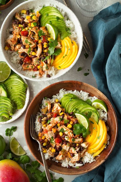 Slow Cooker Mango Salsa Chicken with Coconut Rice - Cooking Classy Healthy Chicken Spaghetti, Mango Salsa Chicken, Slow Cooker Salsa Chicken, Slow Cooker Salsa, Coconut Rice Recipe, Easy Crockpot Chicken, Salsa Chicken, Slow Cooked Meals, Healthy Eating For Kids