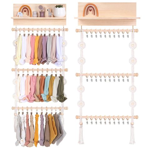 PRICES MAY VARY. 🌟【 Space saving 】: The size of this headband holder is 25*14 inch , and the perfect size provides you with sufficient storage space. 30 shark clips hold at least 30 baby headbands. This hair accessories organizer for girls stores baby hair accessories in a place, meeting your storage needs while also providing you with a clean and spacious space. 🌟【 Premium quality materials 】:The bow organizer for baby girl is made of beech wood as the raw material, which is sturdy and unbrea Boho Bow Holder, Baby Headband Holder, Toddler Girls Room, Baby Headband Holders, Hair Accessories Organizer, Baby Girl Boho, Girls Room Colors, Rainbow Headband, Accessories Organizer