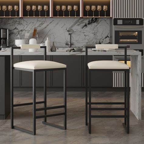 Faster shipping. Better service White Bar Chairs Kitchen, Modern Counter Stools Kitchen Island, Kitchen High Chairs, Island Bar Stools, Woven Bar Stools, Elegant Bar, Bar Stools Kitchen Island, Kitchen Island Bar, Modern Kitchen Island