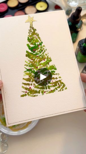 Diy Christmas Cards Snowman, Acrylic Christmas Cards Ideas, Artsy Christmas Cards, Simple Xmas Cards, Christmas Postcard Diy, Christmas Watercolor Ideas Xmas Cards, Kids Christmas Painting, Christmas Cards Simple, Xmas Cards Diy