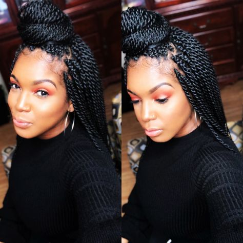 Senegalese Twist Styles Updo, Layered Senegalese Twists, Crochet Senegalese Twist Hairstyles Updo, Medium Size Senegalese Twist, Styling Senegalese Twist, Segalesse Twist, Sengalese Twists Messy, Small Senegalese Twist With Color, Senegalese Twists Medium