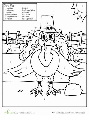 Get ready for the Thanksgiving holiday by decorating some beautiful coloring pages to hang on the refrigerator. This engaging worksheet also gets kids to practice number recognition in a fun way. #educationdotcom Activity Pages For Kids Free Printables, November Things, Spanish Thanksgiving, Winter Homeschool, Thanksgiving Addition, Reading Crafts, Thanksgiving Coloring Sheets, Free Thanksgiving Coloring Pages, Color By Number Printable