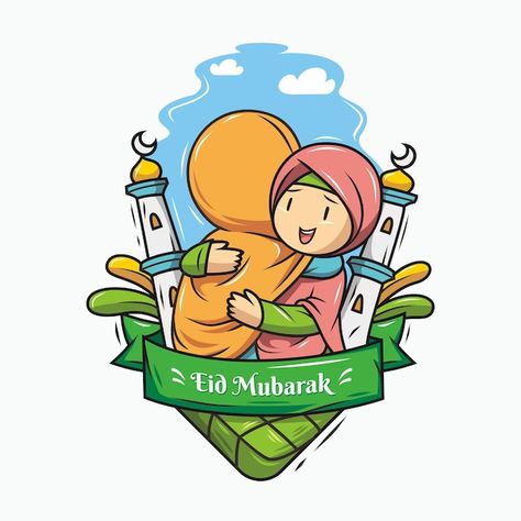 Eid mubarak cartoon. hug Premium Vector | Premium Vector #Freepik #vector #eid-kids #ramadan-cartoon #islamic-eid #eid Eid Mubarak Cartoon, Eid Mubarak Pic, Eid Al Adha Wishes, Eid Mubarak Wishes Images, Flower Wall Hanging Decor, Rose Flower Wall, Eid Mubarak Stickers, Eid Mubarak Vector, Happy Eid Al Adha