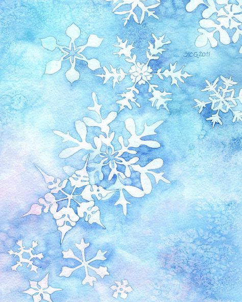 Snow Flakes Painting Ideas, Snowflakes Painting, Snowflake Painting Canvases, Snowflake Watercolor Paintings, Salt And Watercolor Snowflakes, Snowflake Watercolor For Kids, Snowflake Painting, Painting Snowflakes, Snowflake Art