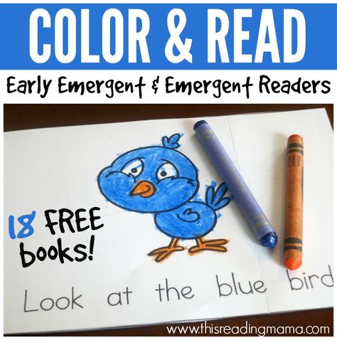 Color and Read Books - 18 FREE Printable Early Emergent and Emergent Readers.  #kindergarten Emergent Literacy, Sight Word Books, Preschool Literacy, Sight Words Kindergarten, Sight Word Practice, Early Reading, Beginning Reading, Emergent Readers, Reading Centers