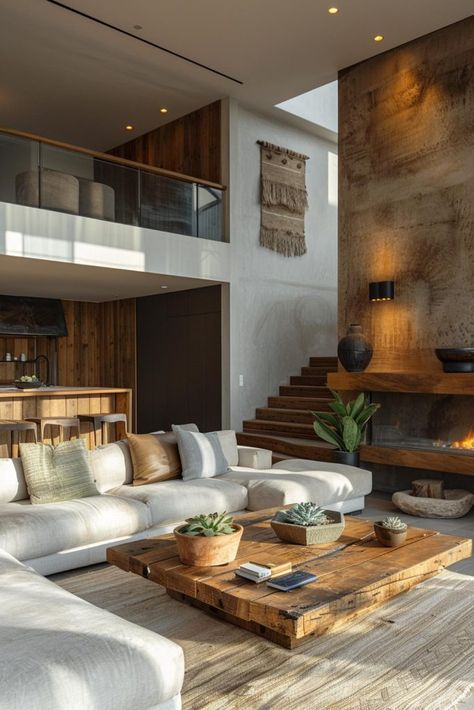 Organic Luxury Living Room, Italian Inspired Interior Design, Organic Modern Living Room Mood Board, Modern Organic Home Design, Organic Style Interior Design, 2025 Home Trends, Modern Organic Fireplace, Organic Contemporary Interior Design, Modern Southwest Living Room