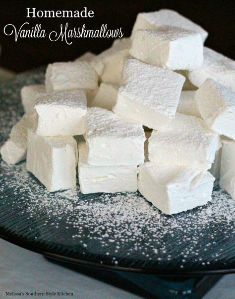 Melissas Southern Style Kitchen, Homemade Marshmallow Recipe, Baking Homemade, Vanilla Marshmallows, Recipes With Marshmallows, Homemade Marshmallows, Girl Soft, Homemade Candies, Homemade Vanilla