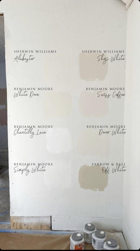 Creamy White Wall Color, Chantilly Lace Vs Snowbound, Cozy Living Room Paint, Benjamin Moore Creamy White, Neutral Kitchen, Paint Color Inspiration, House Color Palettes, Neutral Paint Colors, House Color Schemes